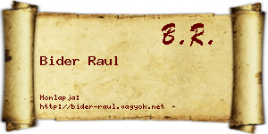 Bider Raul névjegykártya
